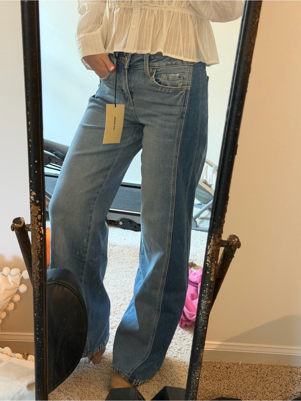 Two tone wide leg Jean